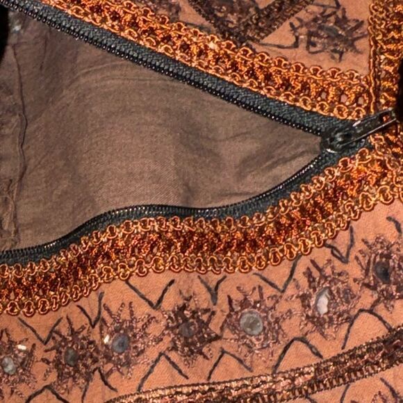 NEW BROWN hobo cloth bag with mirror and detailed trim - Picture 12 of 12